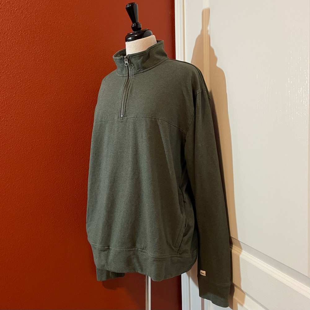 Pact Men’s Stretch‎ French Terry Quarter Zip Pullover Moss Green Organic Sweater
